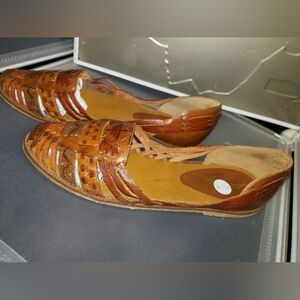 Vintage Pinwheel Huaraches Sandals Slip On leather Shoes Womens 80s Size 7.5